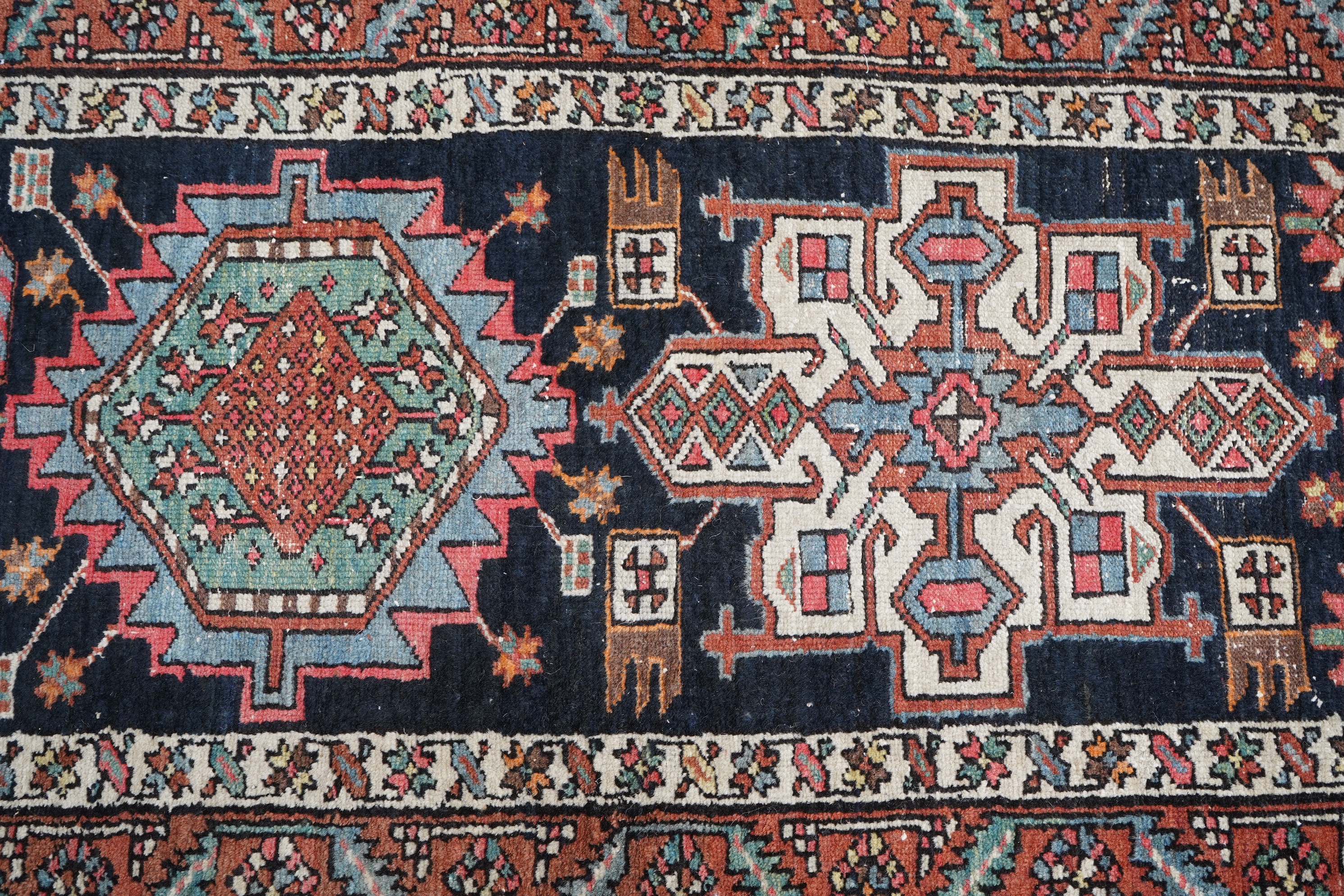 An early 20th century Caucasian dark blue ground runner